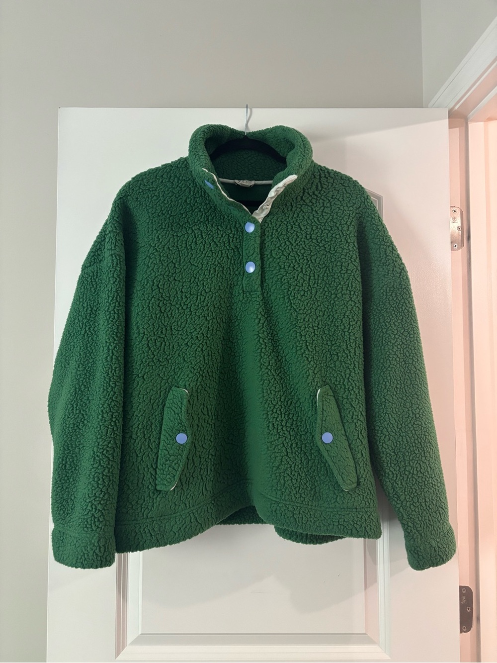 J. Crew Green Sherpa Pullover Jacket